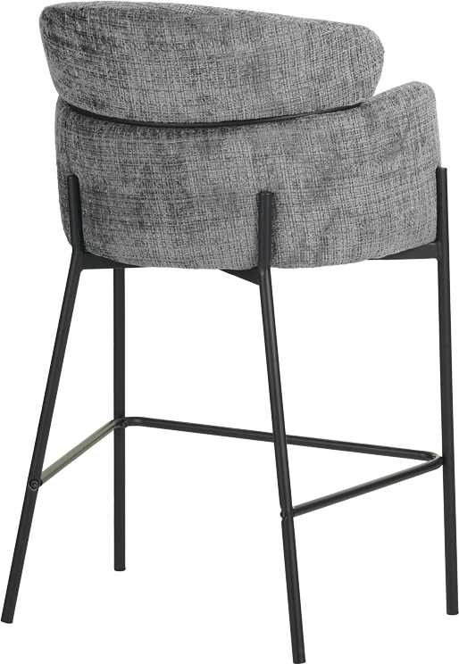 Karrige për bar Tolerse, material stof ngjyrë gri e çelët, këmbë metalike të zeza