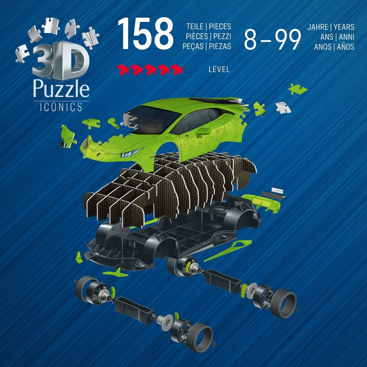 Puzzle 3D Ravensburger Lamborghini Huracan EVO, 158 pjesë, Gjelbër