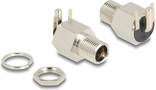 Fole DC DeLOCK 5.5 x 2.1 mm, panel-mount me saldim, 20 V / 10 A, argjendtë