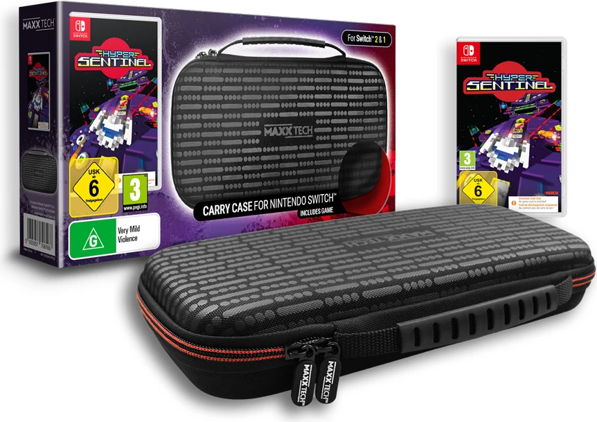 Set torbicë MAXX TECH Carry Case + lojë Hyper Sentinel 2-në-1 për Nintendo Switch (1/2), e zezë