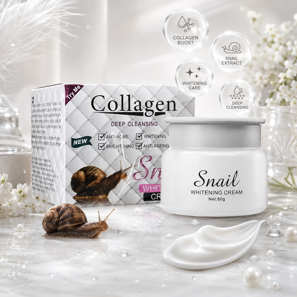 Snail Whitening Cream - Collagen 80 gr