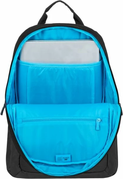 çantë shpine për laptop RIVACASE ECO 7561 15.6–16\", material i papërshkueshëm nga uji, RPET polyester, e zezë