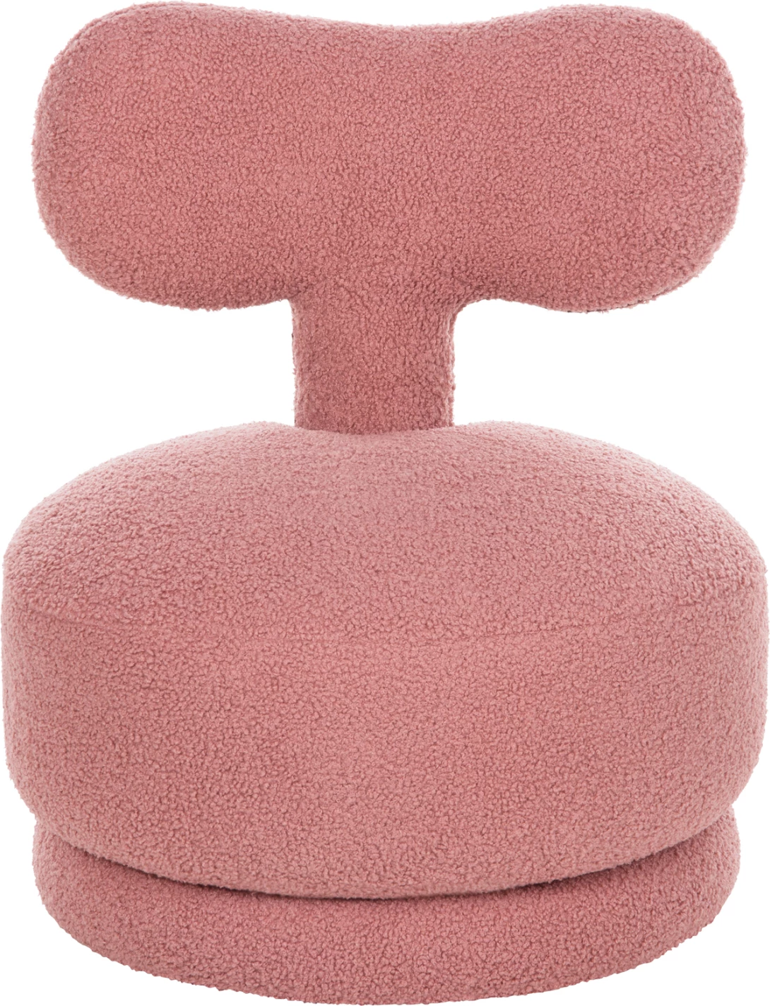 Karrige për bar me mbështetëse, rrotulluese, KRIVIO FH9775.02, ngjyrë rozë e pluhurosur, pëlhurë boucle, 52x53x60 cm