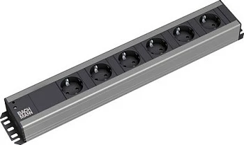 Shirit prizash Bachmann 300.000, 6 priza, 2 m, për rack 19", zi/gri