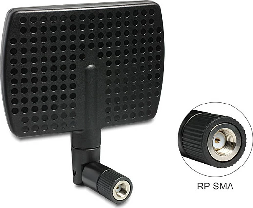 Antena WLAN DeLOCK 88447, 7 dBi, 2.4–5.8 GHz, RP-SMA, e zezë