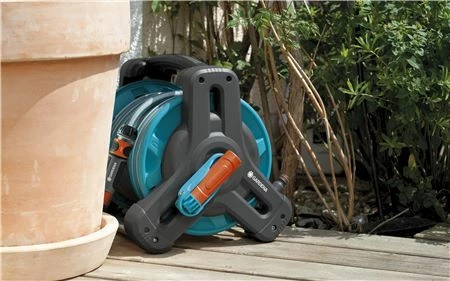 Rrotullues zorre kopshti Gardena Classic 8010 me zorrë 10 m, 13 mm (1/2\"), set me lidhësa, turkeze/gri/portokalli