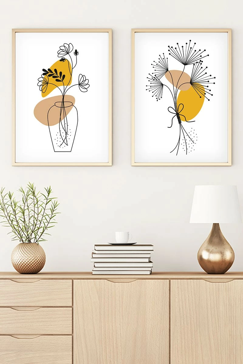 Pikturë dekorative me kornizë, MDF, 2 copë, Wallity, Huhu182, 35x50cm