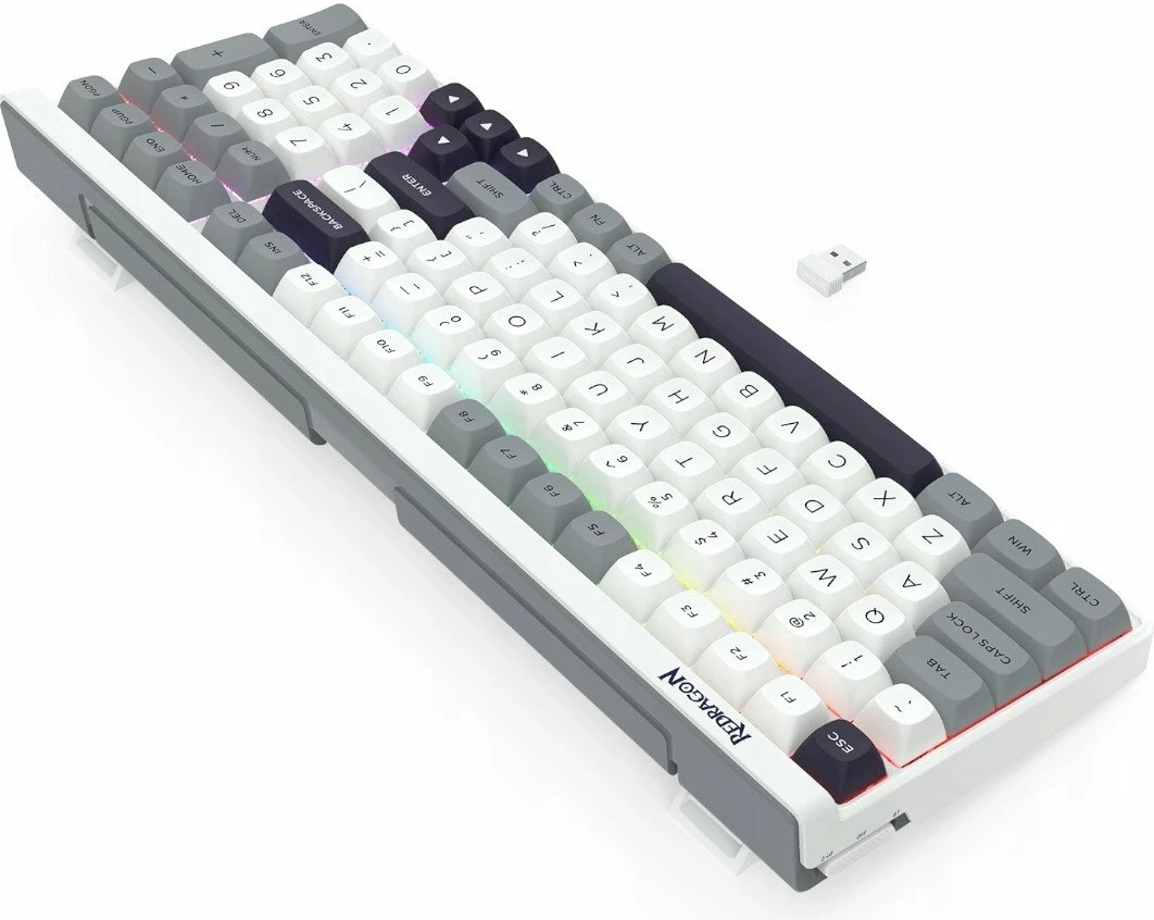 Tastierë mekanike gaming Redragon Garen Pro K656WGB-RGB-PRO 100% Wireless/Wired RGB 4000mAh (US layout), bardhë-hirtë