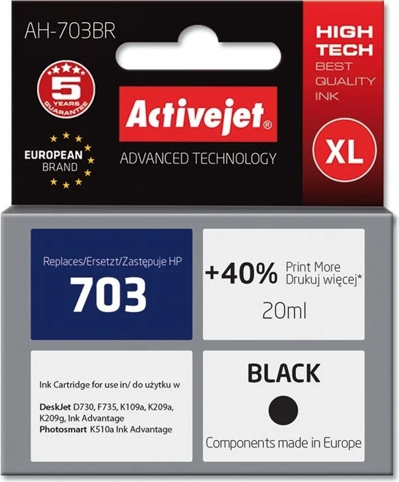 Ngjyrë Activejet AH-703BR për printer HP, e zezë
