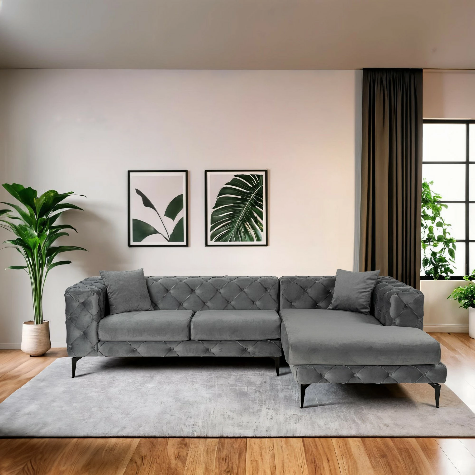 Këndare Atelier del Sofa Como Eco, e djathtë, anthracite, e zezë