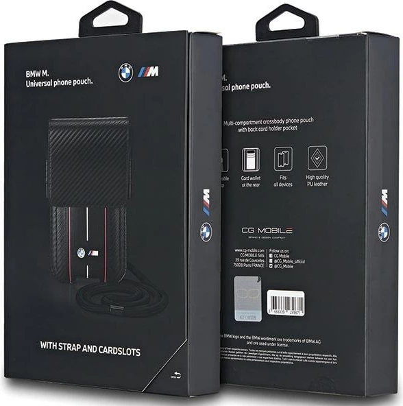 Mbështjellës BMW Carbon & Red Stripe për celular, i zi