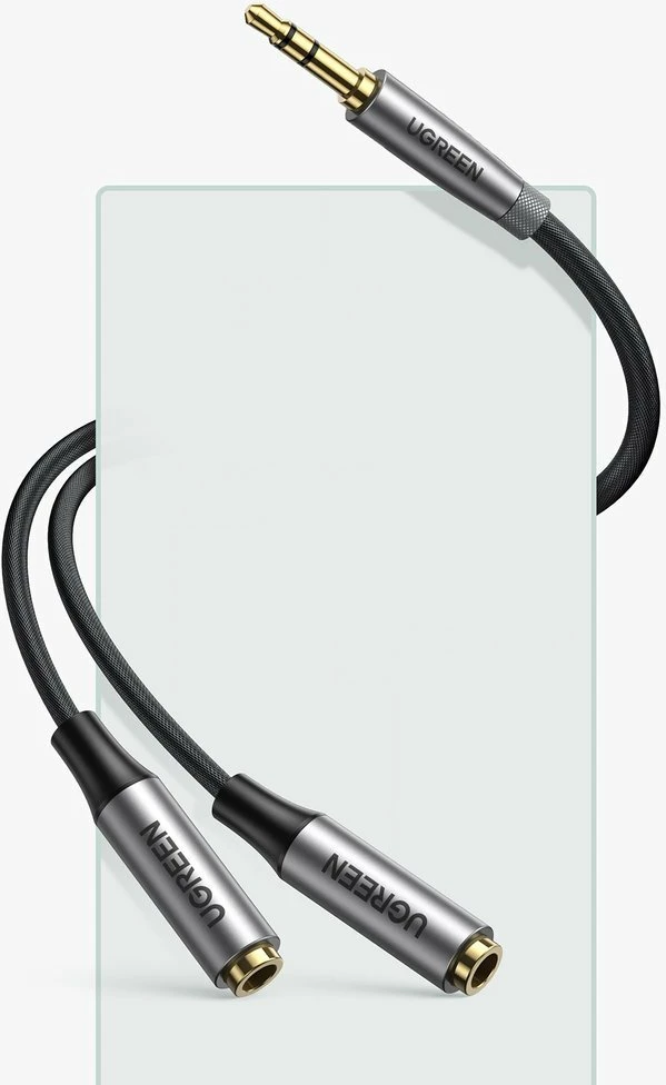 Kabllo ndarëse audio Ugreen AV191, 3.5mm mini jack, 20cm, e zezë
