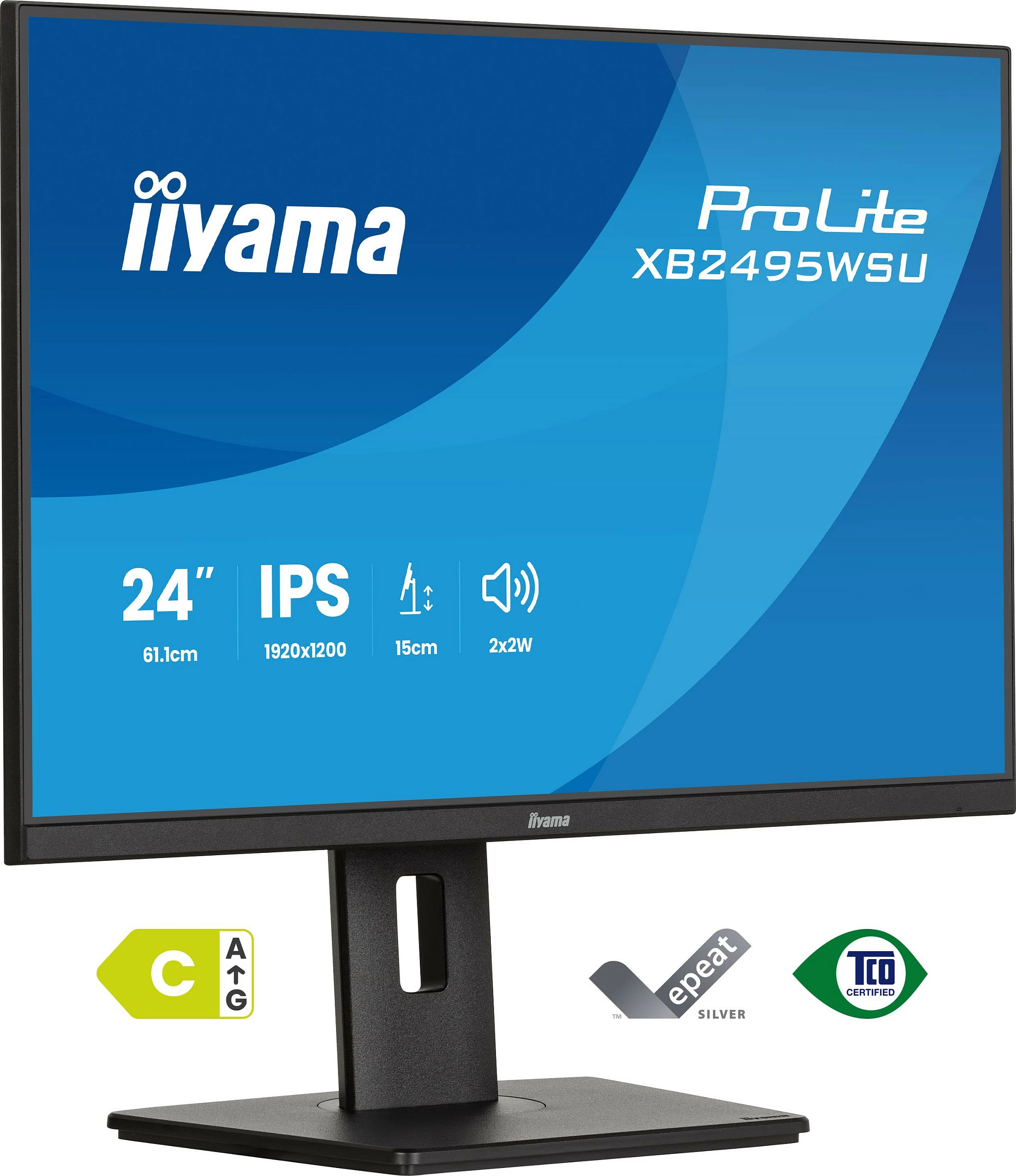 Monitor iiyama ProLite XB2495WSU-B1, 24.1" IPS, 1920x1200, USB hub, altoparlantë, i zi