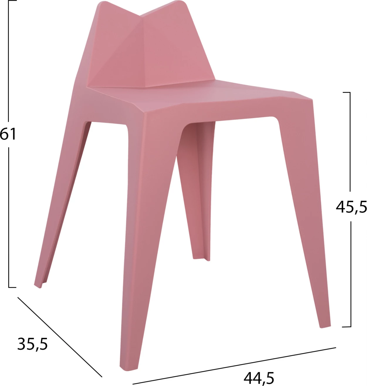 Karrige për bar polipropileni rozë Homer FH8005.20 44,5x35,5x61 cm