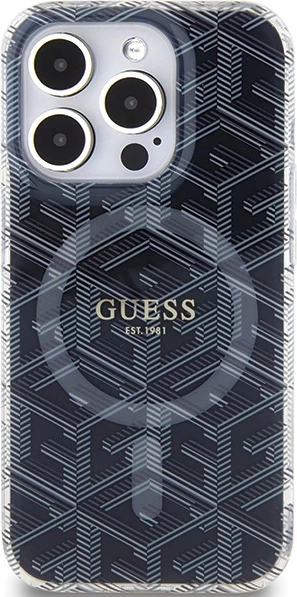 Mbështjellës Guess IML GCube MagSafe për iPhone 15 Pro Max, i zi