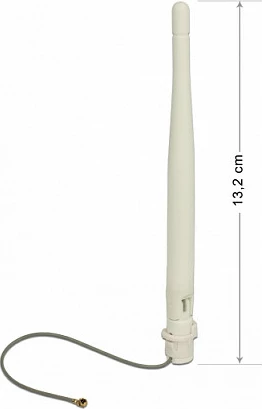 Antenë Wi‑Fi DeLOCK 802.11 b/g/n, I-PEX MHF I, 3 dBi, kabllo 12 cm, e bardhë