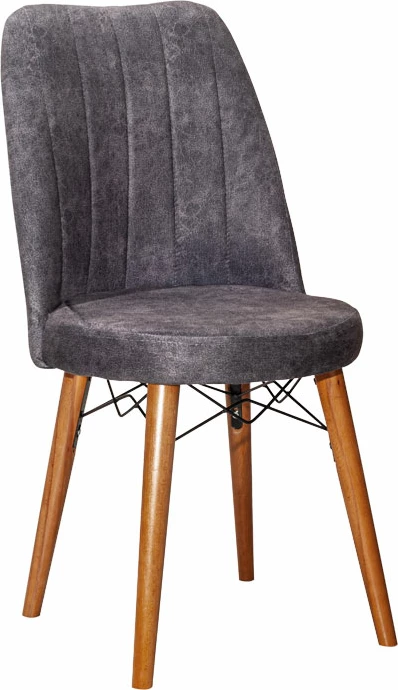 Karrige Nevis I, pëlhurë antike antracit, këmbë arre, set prej 4 copesh