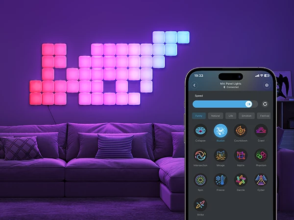Panel dritash LED smart Govee Mini Panel Lights, RGBIC, Wi‑Fi, Matter, 10 copë