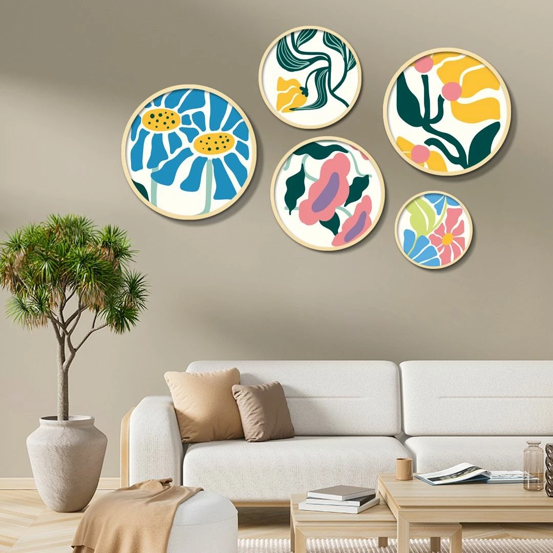 Set pikturash dekorative me kornizë MDF (5 copë), Wallity, Yats-02