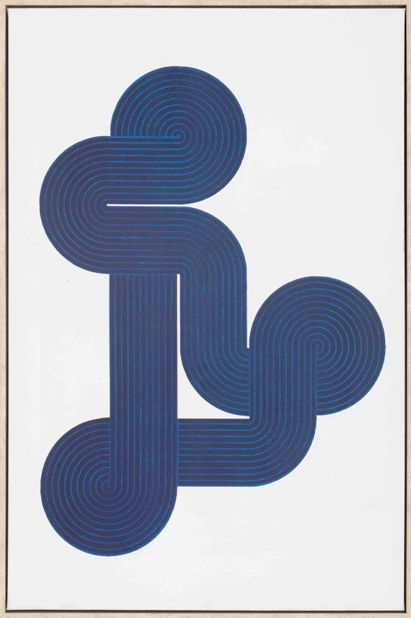 Pikturë dekorative Illusion, kanavacë, ngjyrë e bardhë, blu, dru natyral, 60x90x5cm