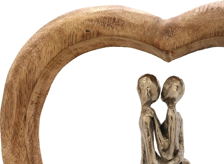 Dekorim tavoline zemër Vrame Inart dru mango-alumin 32x9x35cm