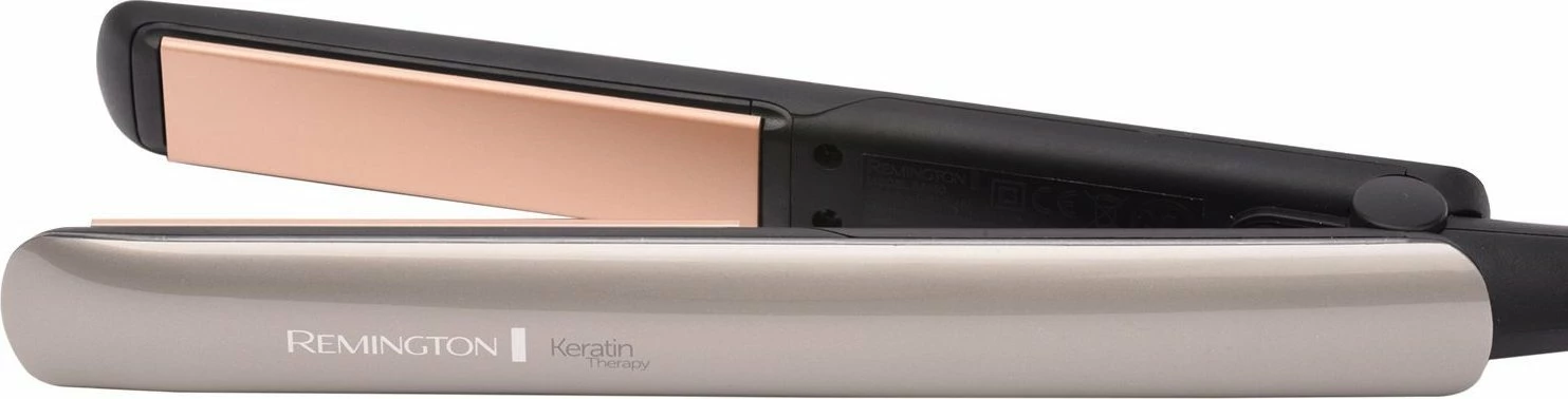Drejtues flokësh Remington Keratin Therapy S8590, 160-230°C, pllaka qeramike me keratin, krem