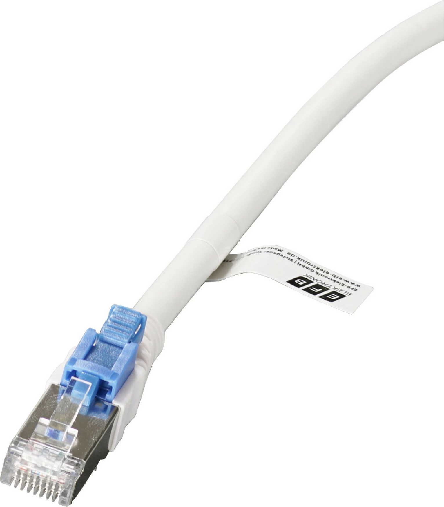 Kabllo rrjeti EFB Elektronik RJ45 Cat6a S/FTP LSZH 0.5m, me mbyllje, e bardhë