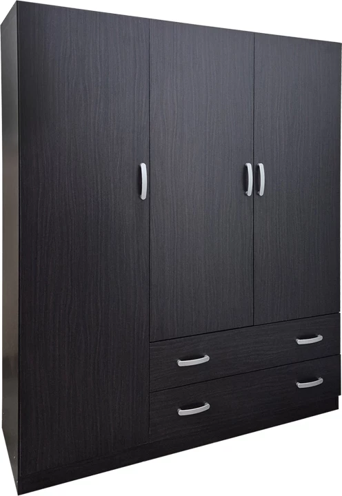 Dollap me tre dyer dhe dy sirtarë Alvia, ngjyrë wenge, 150x51x180cm