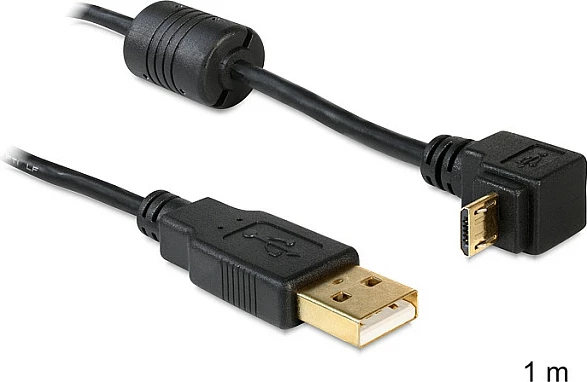 Kabl USB DeLOCK USB-A në Micro-USB B, USB 2.0, 1m, këndor, i zi