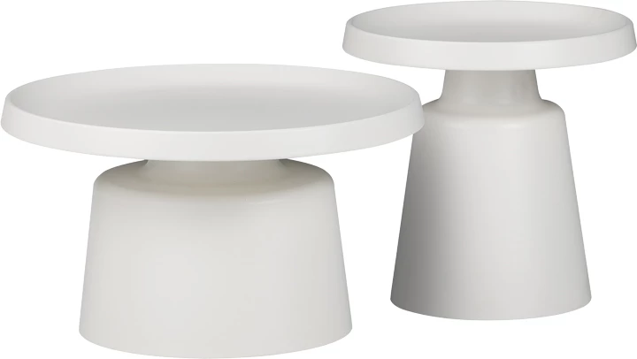 Set tavolinash kafeje Ginoze, metal i bardhë, 2 copë