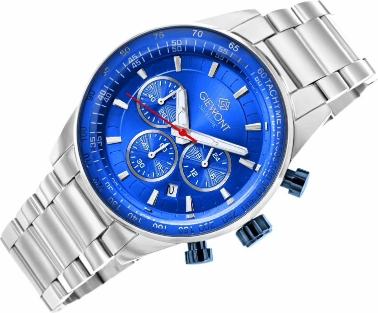 Orë dore meshkuj Giewont GW9140-B3, argjendtë/blu
