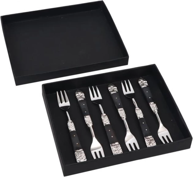 Set pirunash për ëmbëlsira, 6 copë, çelik, rrëshirë e zezë, 15x2x1 cm