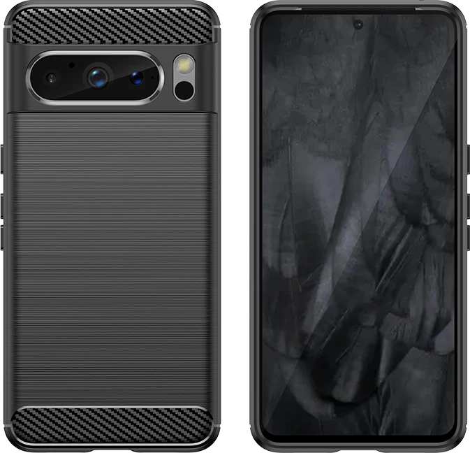 Mbështjellës Hurtel Carbon Case për Google Pixel 8 Pro, i zi