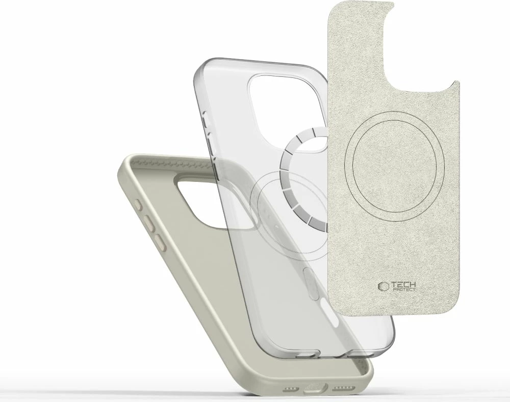 Mbështjellës Tech-Protect Silicone PU MagSafe për iPhone 16 Pro, Bezhe
