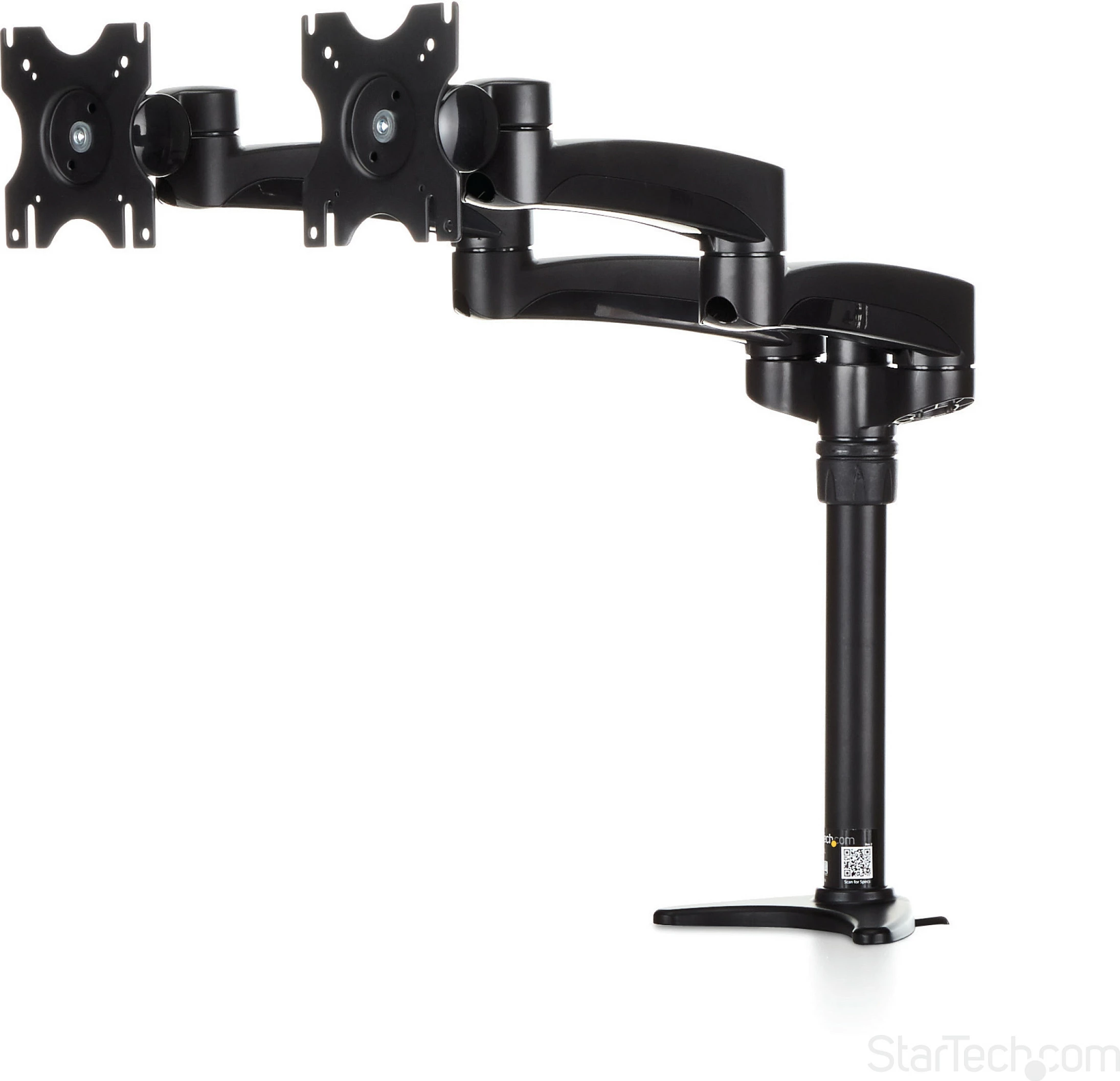 Mbajtëse për dy monitorë StarTech ARMDUAL, montim në tavolinë me clamp/grommet, VESA 75x75/100x100, 12-24", e zezë