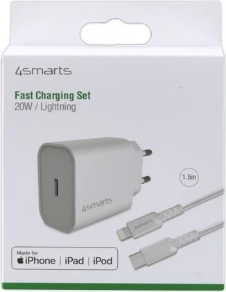 Karikues 4smarts 4S465591, 12 V, 1.5 m, Bardhë
