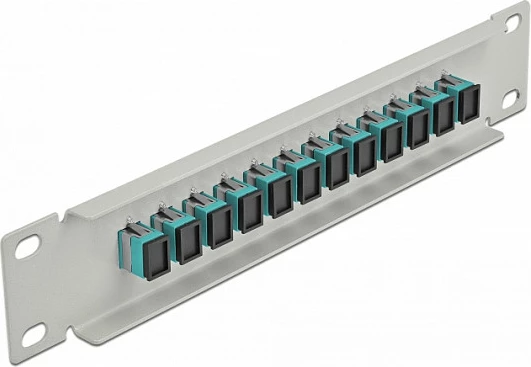 Patch panel fibër optike DeLOCK 10" 12x SC Simplex, 1U, aqua/gri