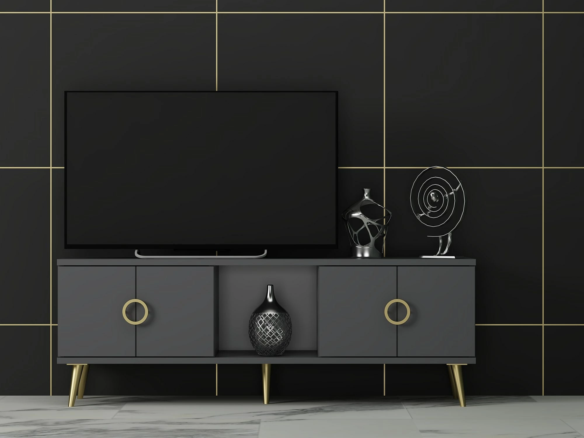 Komodë TV Hanah Home, Cey, ngjyrë antracit