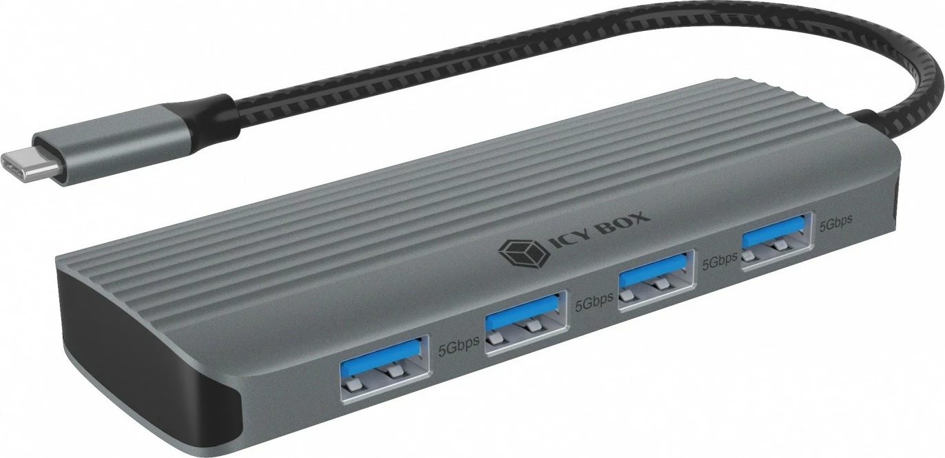 Docking station IcyBox IB-DK4022a-CPD, 6-in-1, HDMI, USB, Power Delivery, anthracite
