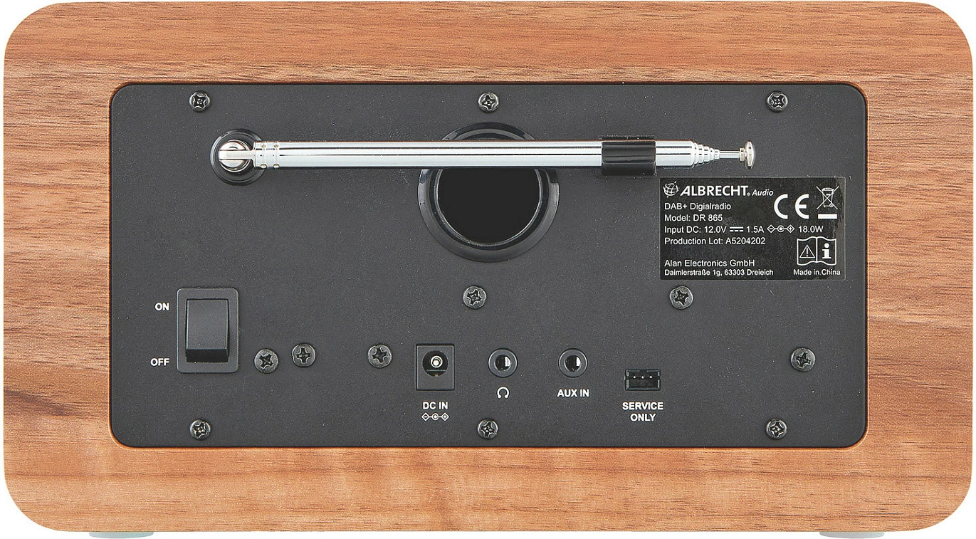 Radio portative Albrecht DR 865, DAB+ / FM, 14 W, ekran TFT 4", zezë/druri