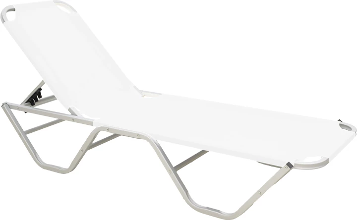 Shezlong alumini i bardhë, i grumbullueshëm, Dessie, 59.5x193x29.5cm