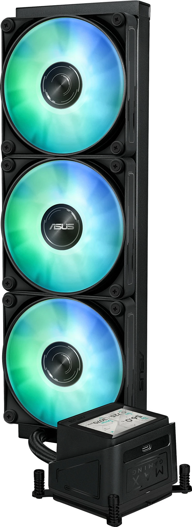 Ftohës uji AIO për CPU ASUS MAX GAMING LC 360 ARGB LCD, 360mm, 3x120mm, i zi