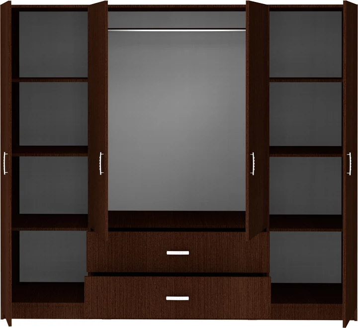 Dollap Royal me katër dyer, ngjyrë wenge, 200x58x177cm