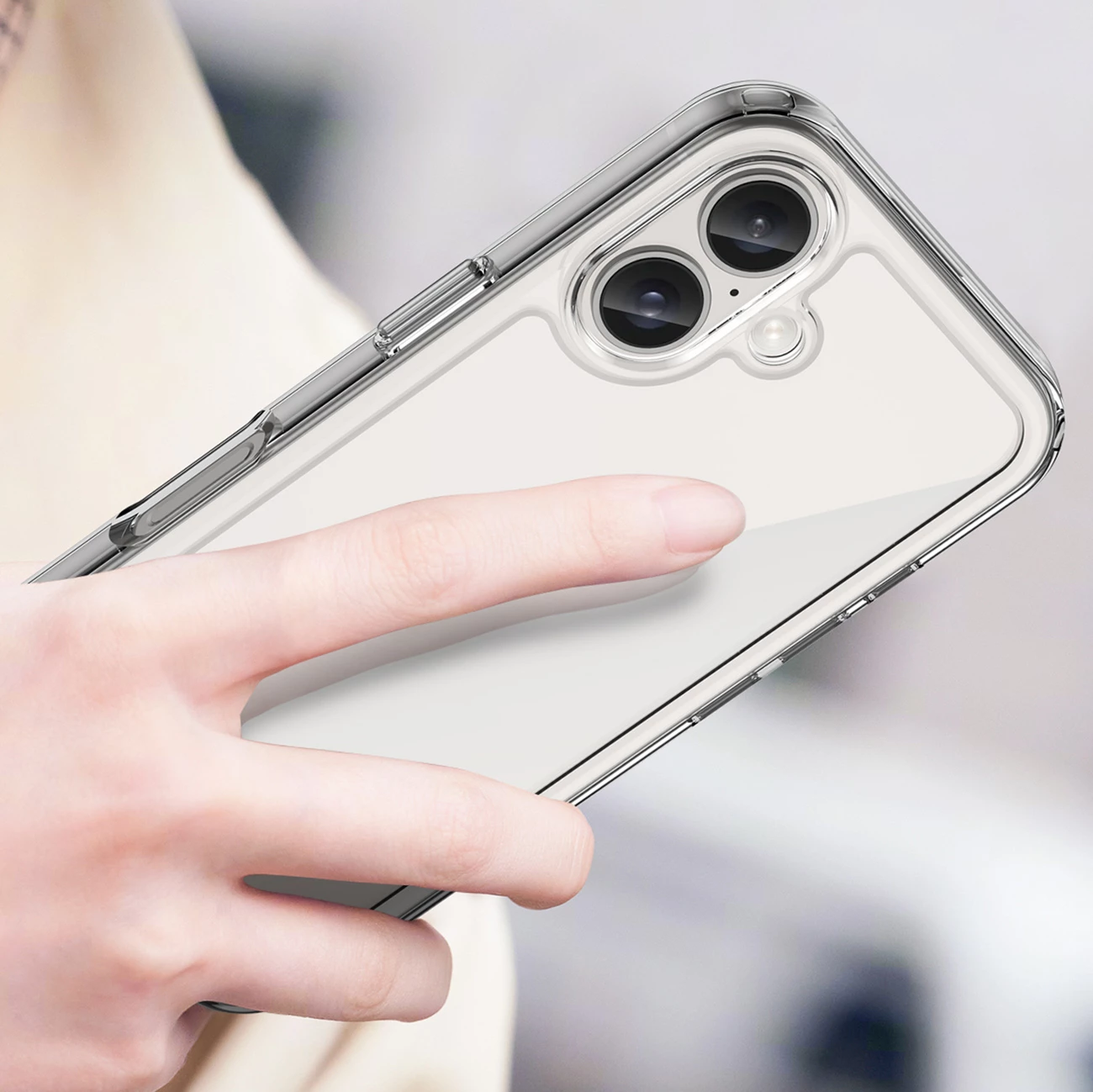 Mbështjellës Hurtel Outer Space Case për iPhone 16, transparent