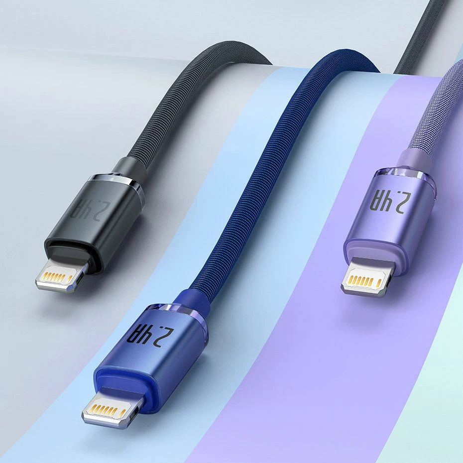 Kabllo USB-A në Lightning Baseus Crystal BSU3027BLU 1.2 m 2.4A, blu
