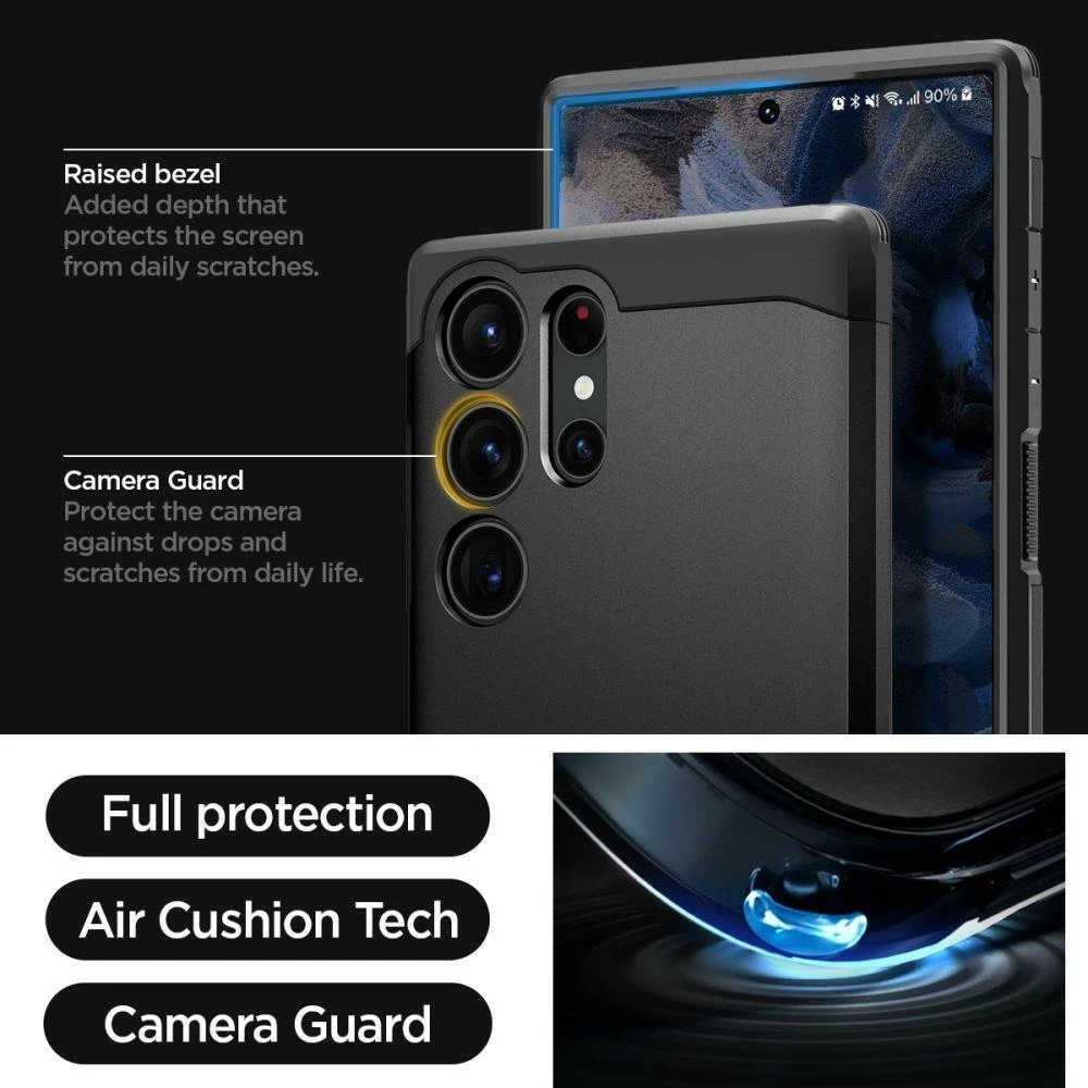 Mbështjellës Spigen Tough Armor për Samsung Galaxy S23 Ultra, i zi