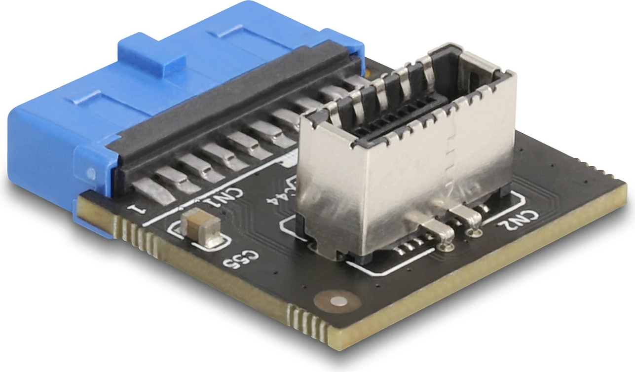Adapter intern USB DeLOCK, USB 3.0 19-pin në USB Type-E Key A, 5 Gbps, i kënduar, zi/blu/gri
