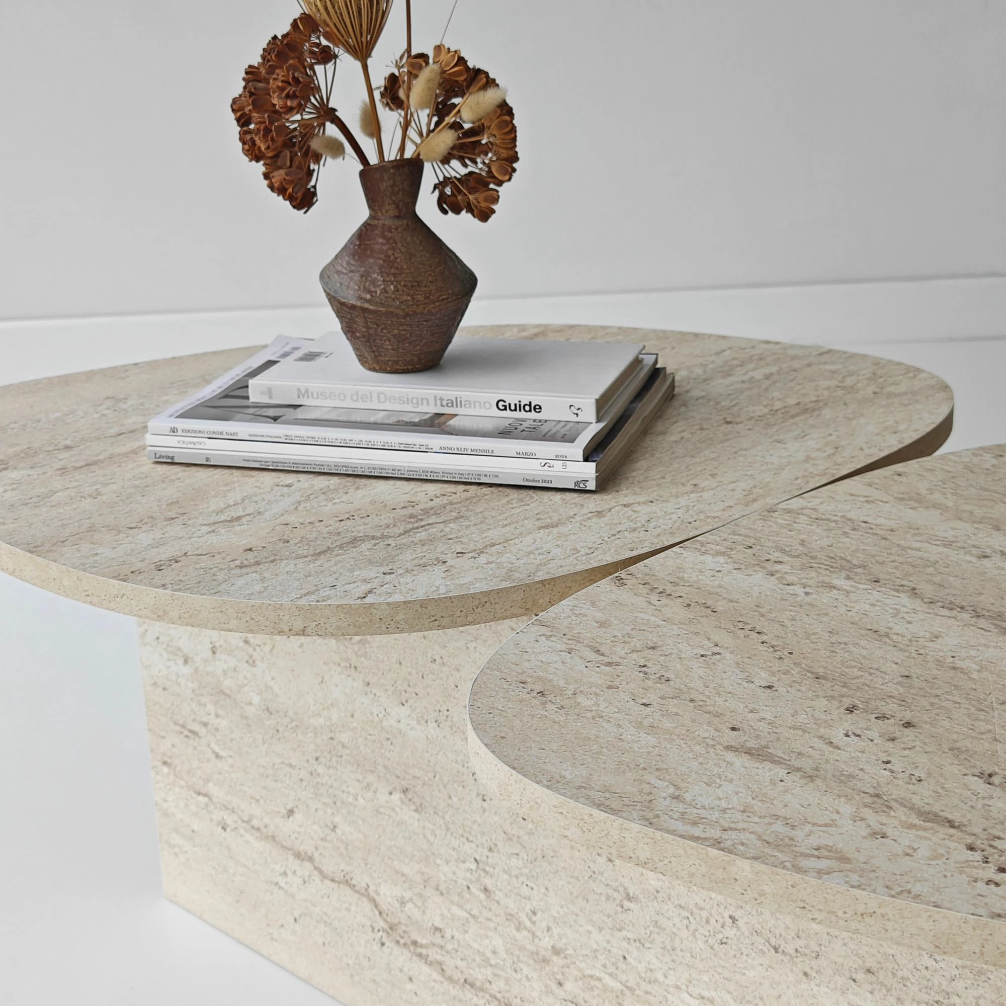 Tavolinë kafeje Skye Decor, ngjyrë travertine