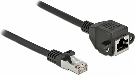 Kabllo rrjeti DeLOCK Cat6A S/FTP RJ45 zgjatje 0.25 m, e zezë