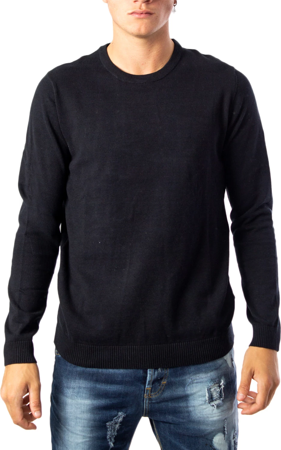 Xhemper për meshkuj Jack & Jones JJEBASIC Knit Crew Neck NOOS 12137190, i zi